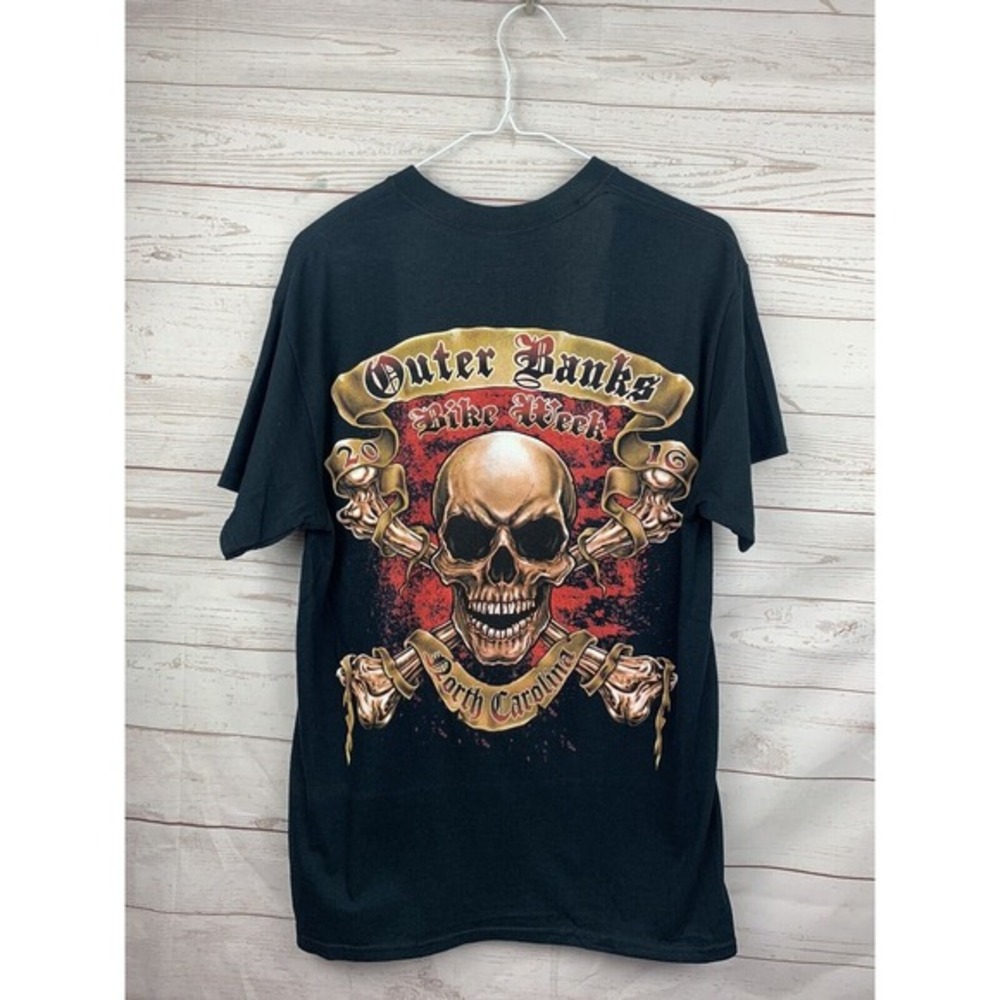 Outer Banks Bike Week 2016 Shirt Mens Medium Pirate‎ cottonSkull Motorcycle